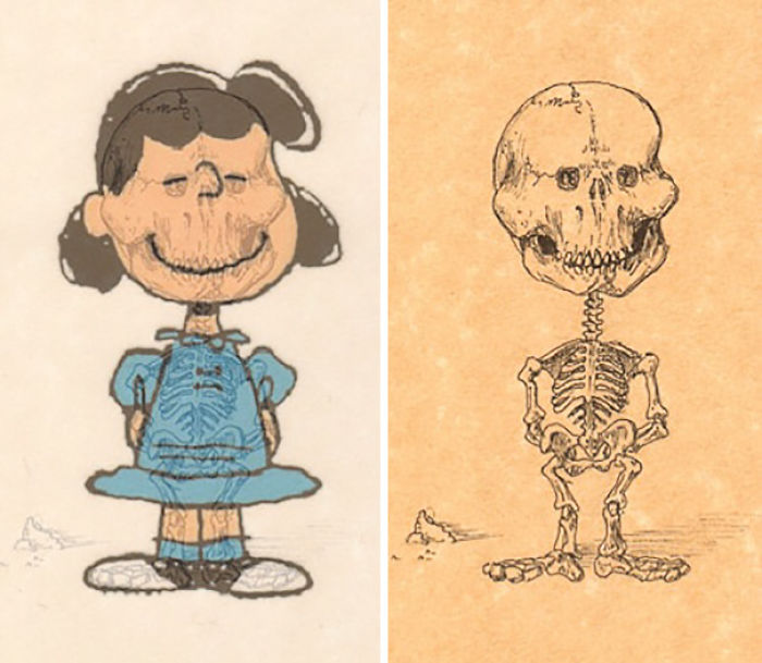 Artist Reveals The Skeletons Of Famous Cartoon Characters Artist Reveals The Skeletons Of Famous Cartoon Characters