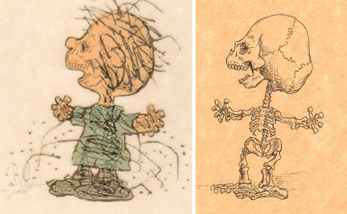 Artist Reveals The Skeletons Of Famous Cartoon Characters Artist Reveals The Skeletons Of Famous Cartoon Characters