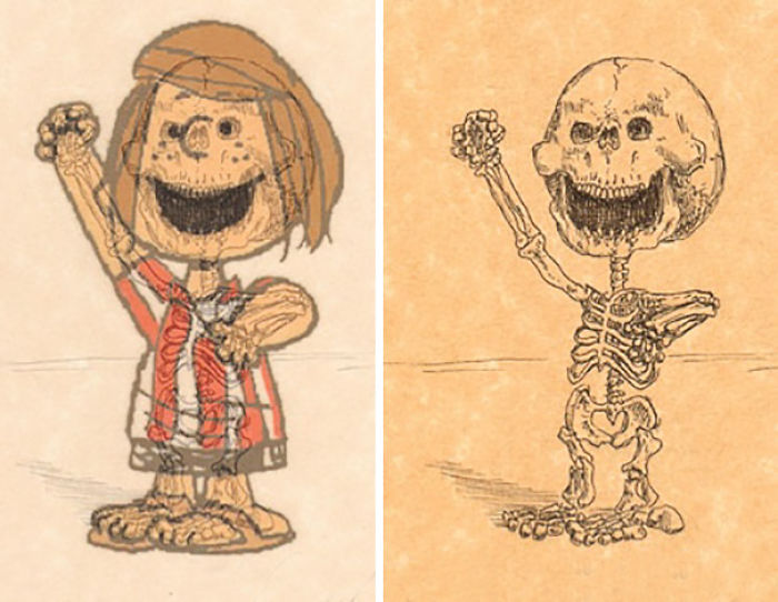 Artist Reveals The Skeletons Of Famous Cartoon Characters Artist Reveals The Skeletons Of Famous Cartoon Characters