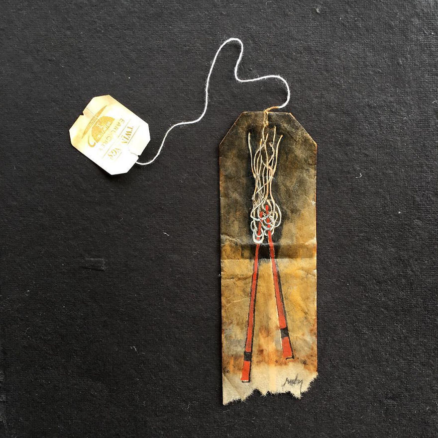 26 Days Of Tea In Japan: I Paint On Used Tea Bags