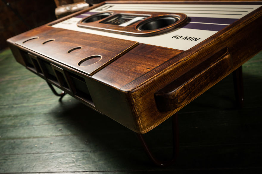 My Friend Made This Awesome Cassette Tape Coffee Table