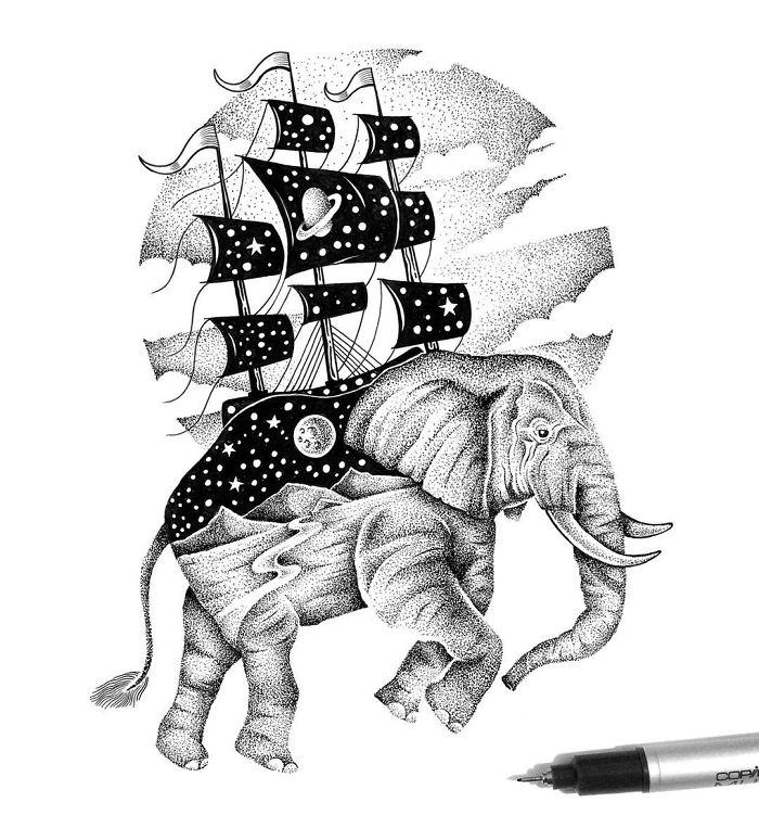 I Draw Thousands Of Tiny Dots To Create These Wild Illustrations I Draw Thousands Of Tiny Dots To Create These Wild Illustrations