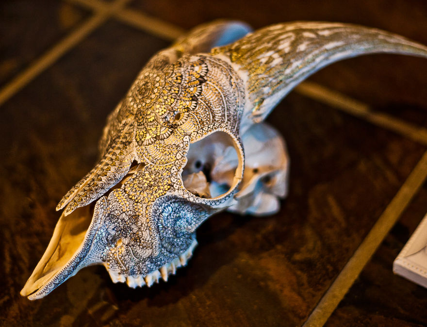 I Decorate Skulls With Golden Mandalas To Honour Fallen Creatures I Decorate Skulls With Golden Mandalas To Honour Fallen Creatures