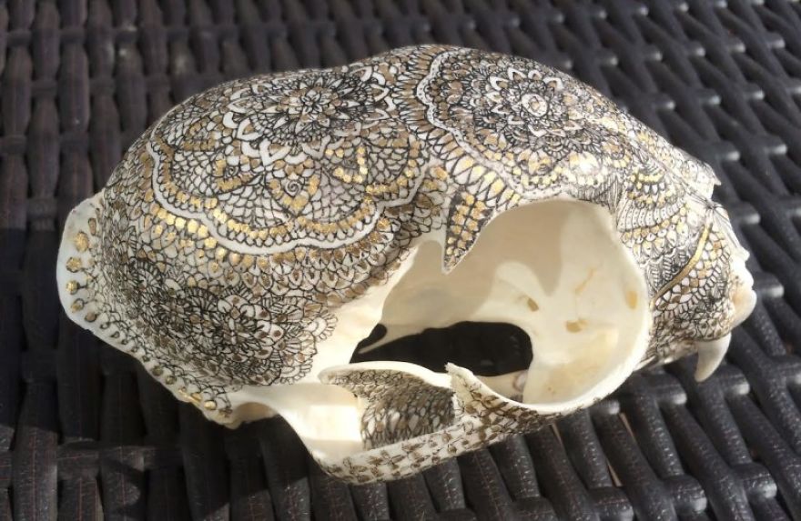 I Decorate Skulls With Golden Mandalas To Honour Fallen Creatures I Decorate Skulls With Golden Mandalas To Honour Fallen Creatures