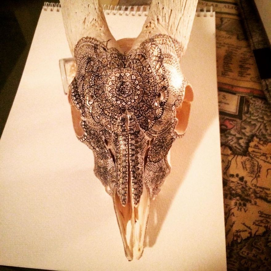 I Decorate Skulls With Golden Mandalas To Honour Fallen Creatures I Decorate Skulls With Golden Mandalas To Honour Fallen Creatures