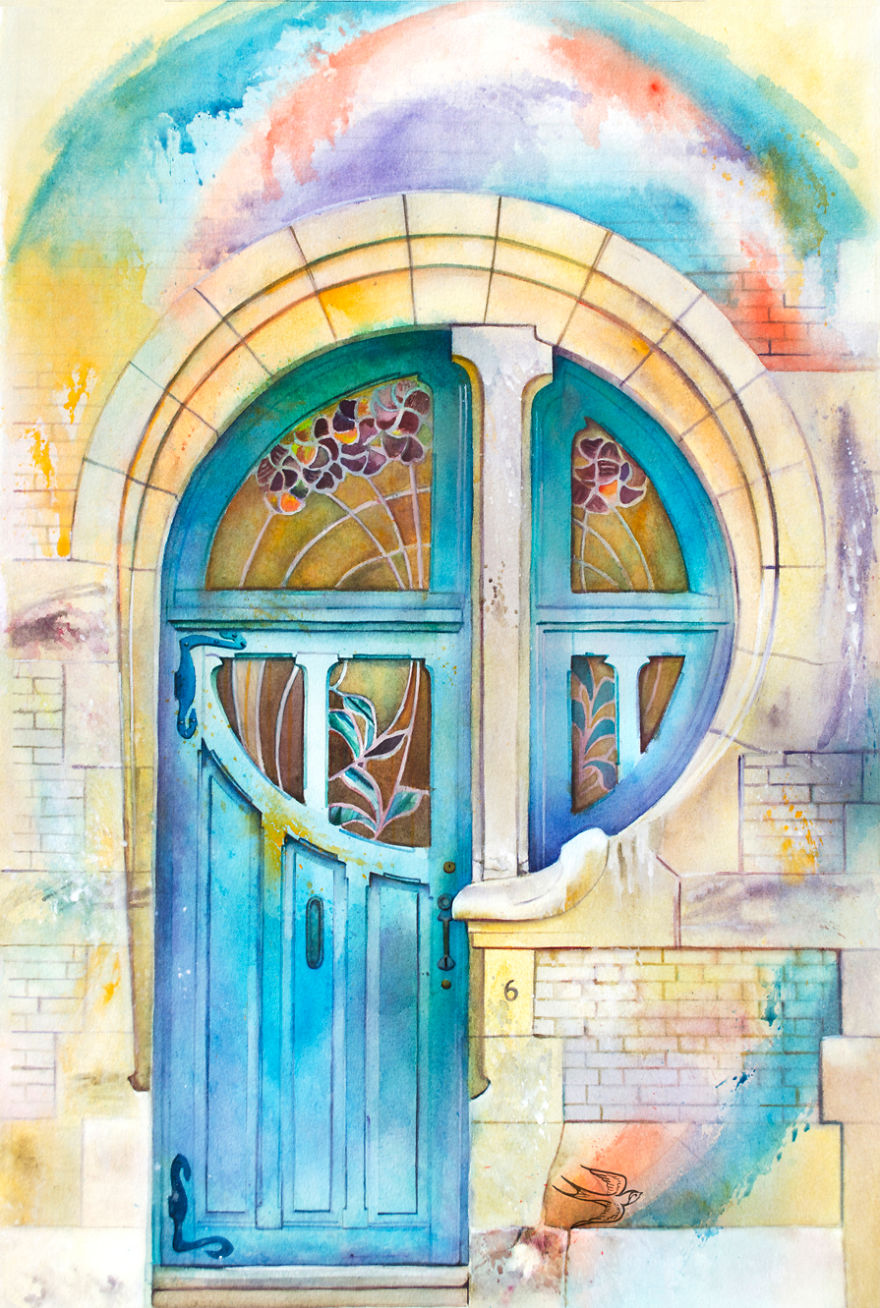 Ukrainian Artist Travels The World Painting Doors In Watercolor