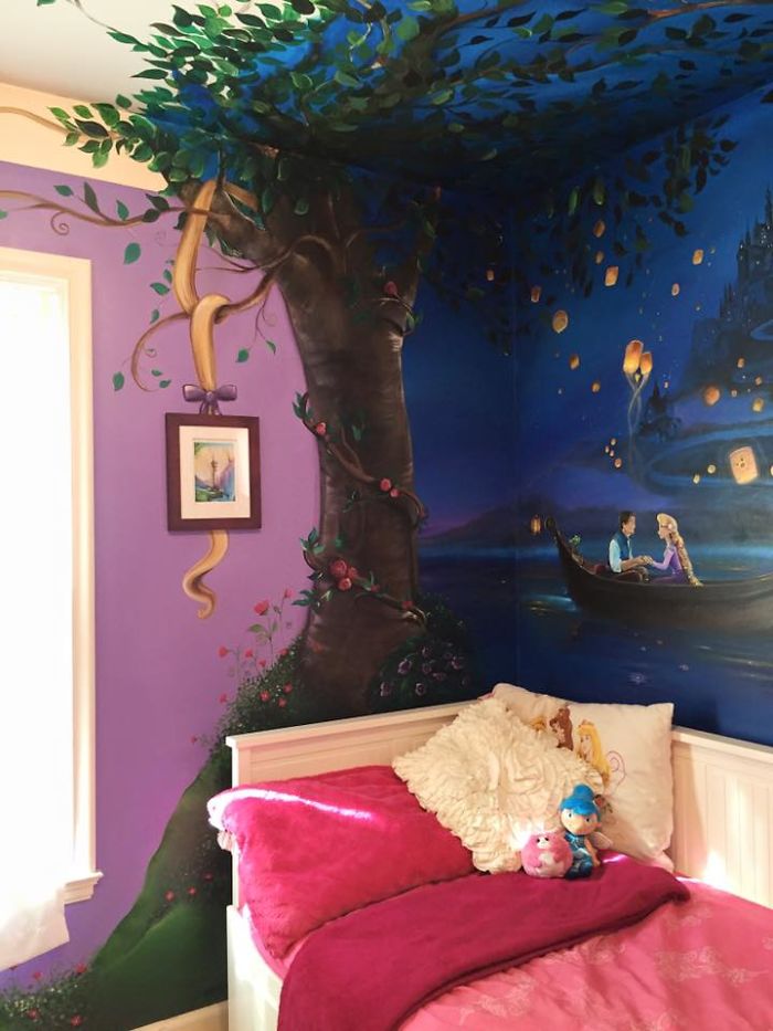 I Painted A Disney ‘Tangled’ Mural In My Daughter’s Room I Painted A Disney ‘Tangled’ Mural In My Daughter’s Room