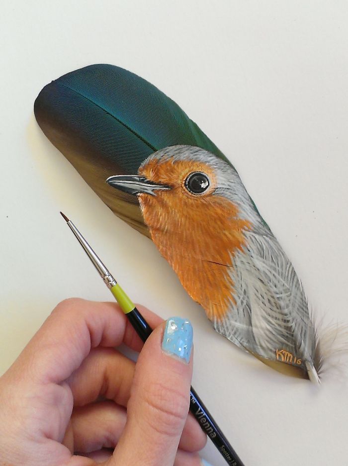 I Paint Realistic Animal Portraits On Delicate Feathers I Paint Realistic Animal Portraits On Delicate Feathers
