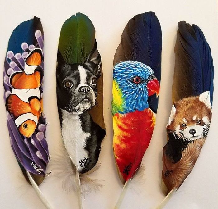 I Paint Realistic Animal Portraits On Delicate Feathers I Paint Realistic Animal Portraits On Delicate Feathers