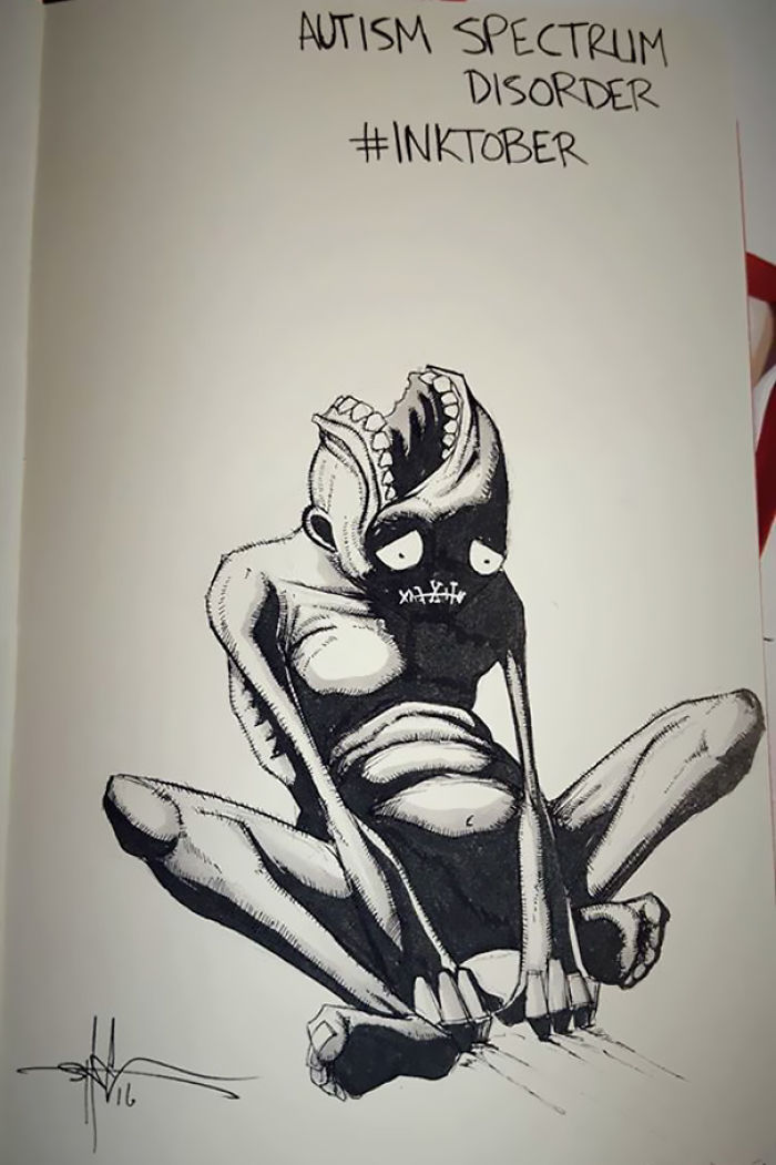 I Illustrated Mental Illness And Disorders For Inktober
