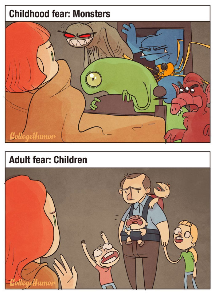 Childhood Fears VS Adult Fears (7 Pics) Childhood Fears VS Adult Fears (7 Pics)
