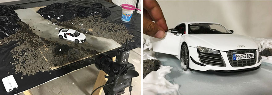 Audi Asks Photographer To Photograph Their $160,000 Sports Car, He Uses $40 Miniature Toy Car Instead