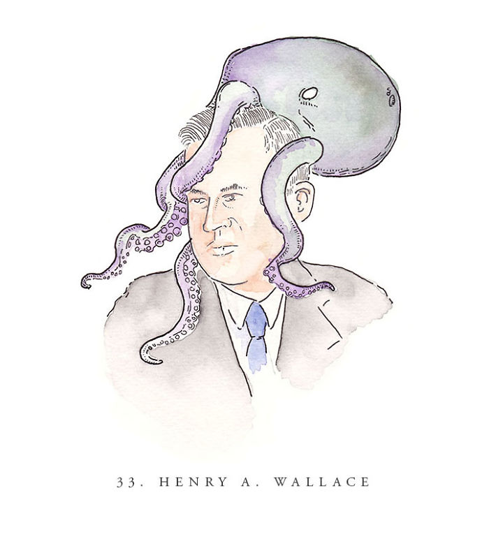 I Drew Portraits Of Every U.S. Vice President With An Octopus On His Head I Drew Portraits Of Every U.S. Vice President With An Octopus On His Head