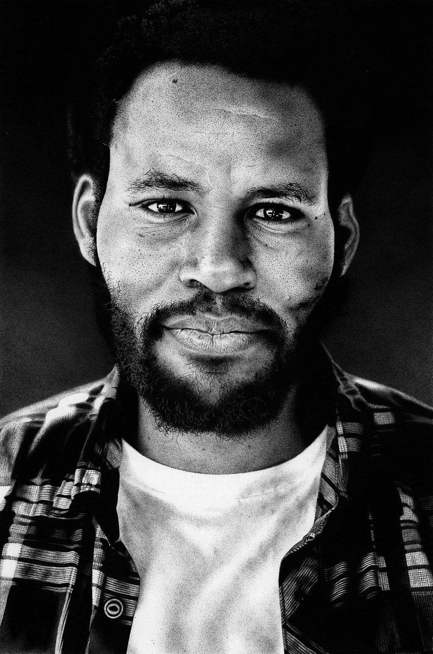 Ballpoint Pen Stipple Drawings Made Of 1000s Dots That Took Me 130 Hours To Complete