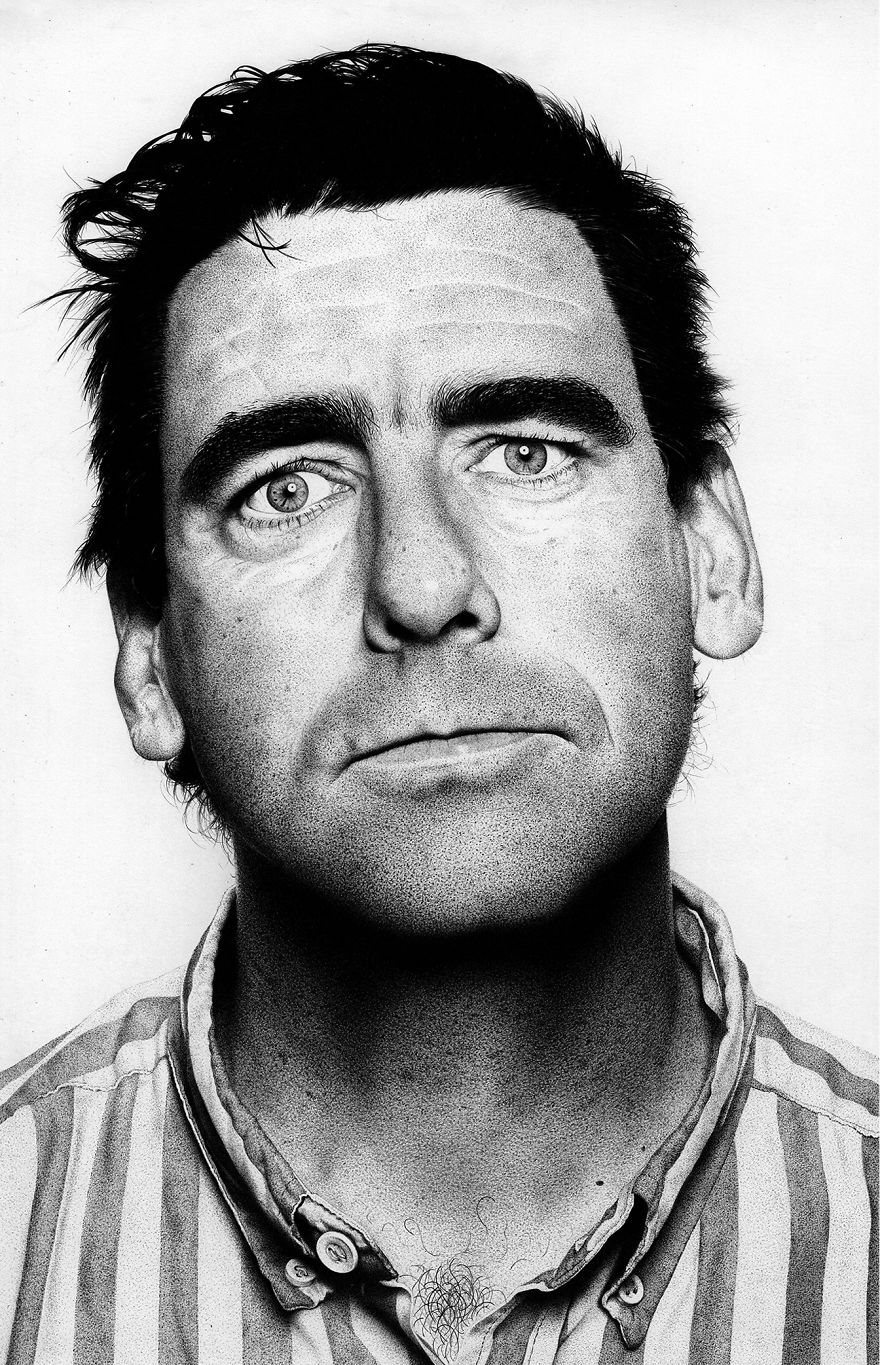 Ballpoint Pen Stipple Drawings Made Of 1000s Dots That Took Me 130 Hours To Complete