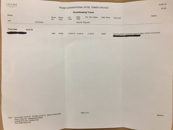 Guy Requests Framed Clinton Photo At Trump Hotel And Doesn&#8217;t Specify Which One, Staff Delivers