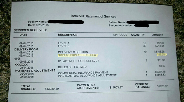 Mom Gets Charged Extra $39.35 To Hold Her Baby After Giving Birth Mom Gets Charged Extra $39.35 To Hold Her Baby After Giving Birth
