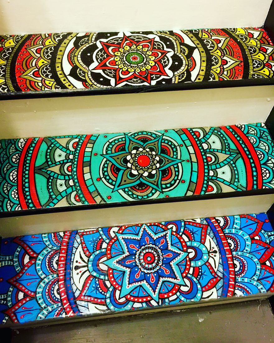 I Turned My Boring Stairs Into A Colorful Mandala I Turned My Boring Stairs Into A Colorful Mandala
