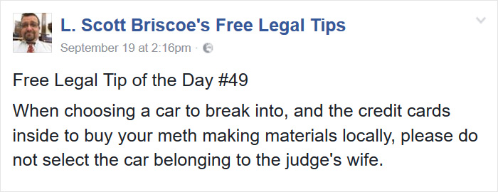 Lawyer Posts Hilarious Legal Tips Based On Things That Actually Happened During His 19 Year Practice
