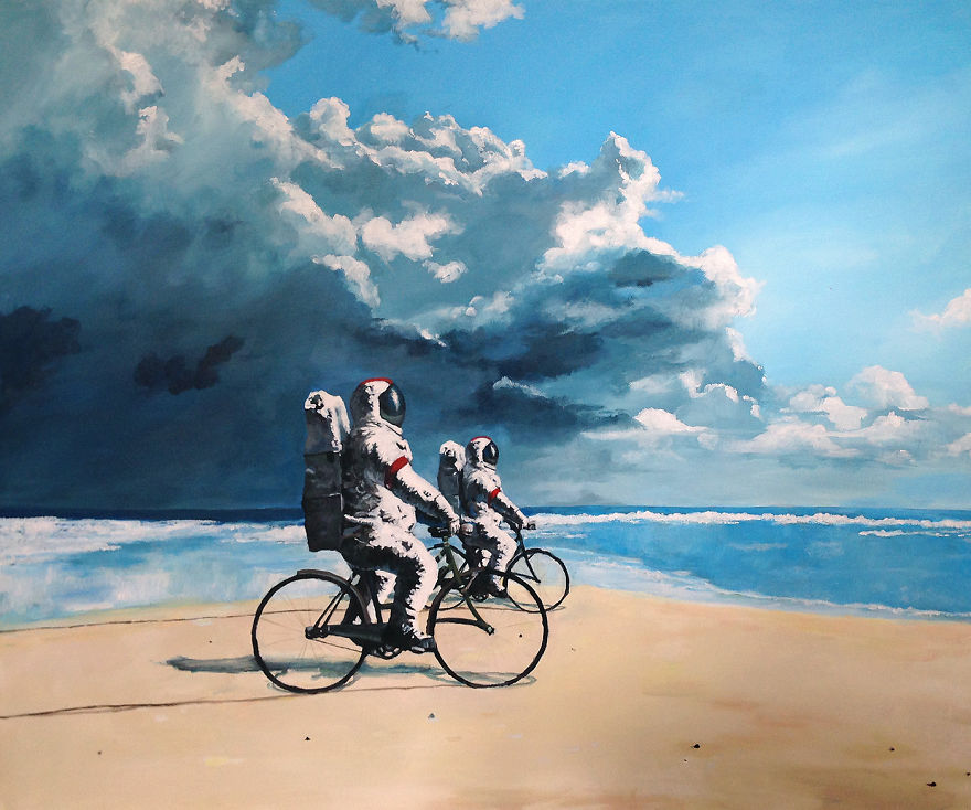 I Paint Astronauts, Flying Fruits And Bus Stops Set In The Danish Wilderness I Paint Astronauts, Flying Fruits And Bus Stops Set In The Danish Wilderness