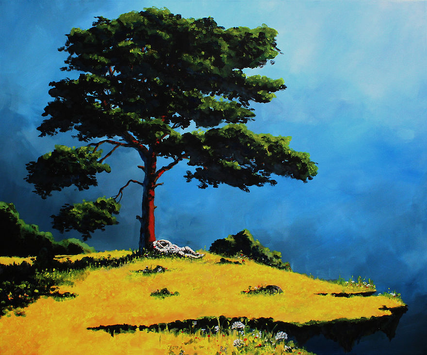 I Paint Astronauts, Flying Fruits And Bus Stops Set In The Danish Wilderness I Paint Astronauts, Flying Fruits And Bus Stops Set In The Danish Wilderness