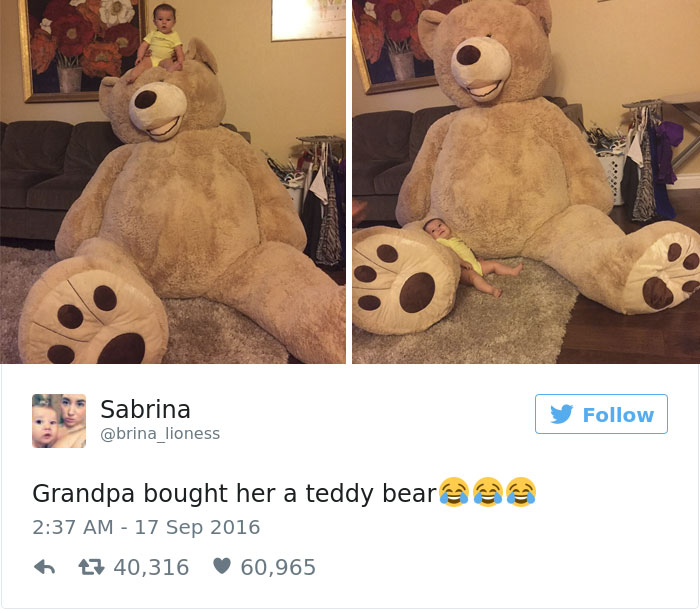 Grandpa Gets Granddaughter Ridiculously Huge Teddy Bear, And The Internet Just Cannot Bear It Grandpa Gets Granddaughter Ridiculously Huge Teddy Bear, And The Internet Just Cannot Bear It