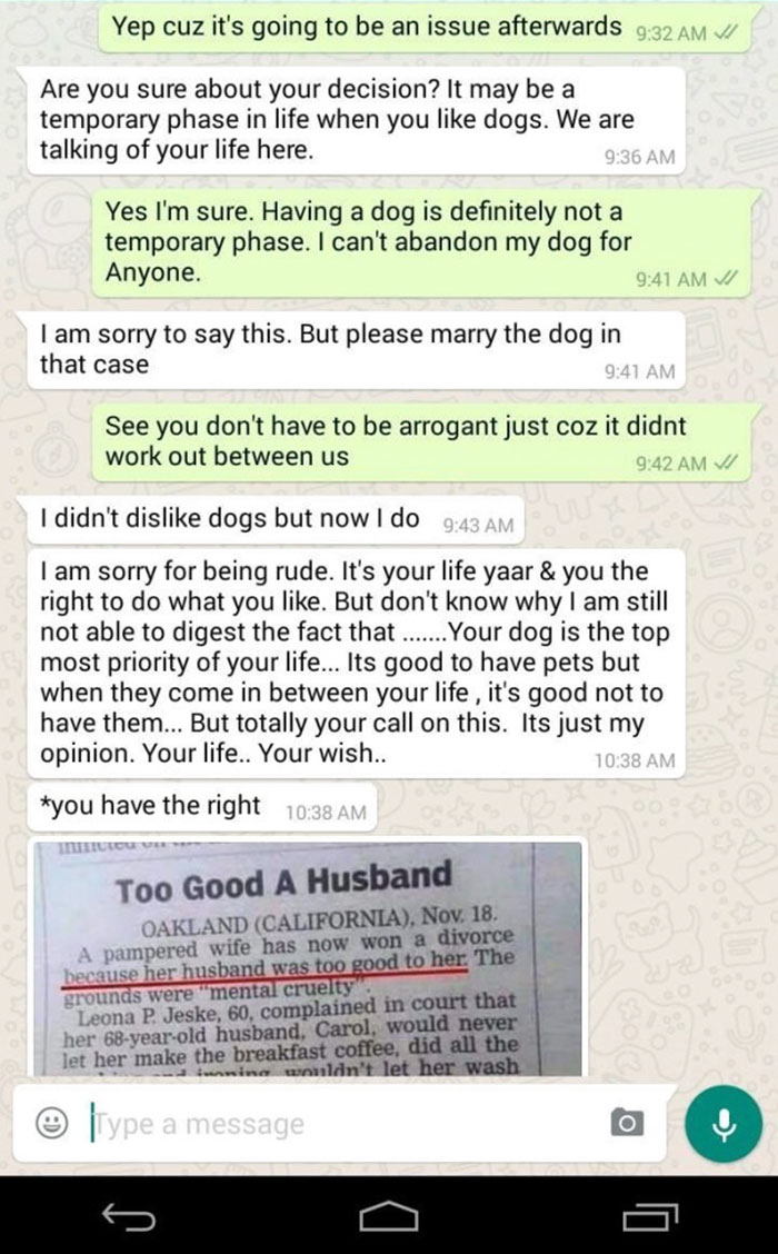 Woman Turns Down Arranged Marriage After Man Asks To Give Up Her Dog Woman Turns Down Arranged Marriage After Man Asks To Give Up Her Dog