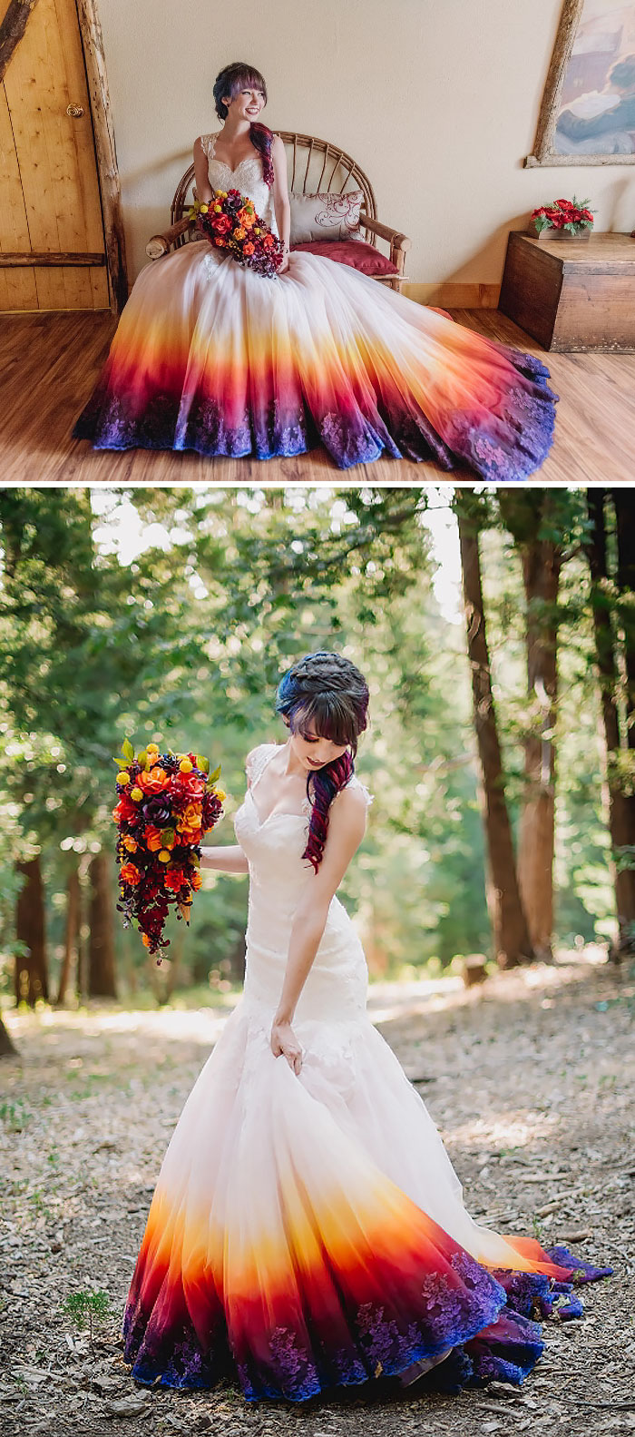 Dip Dye Wedding Dress Trend Will Make Your Big Day More Colorful Dip Dye Wedding Dress Trend Will Make Your Big Day More Colorful