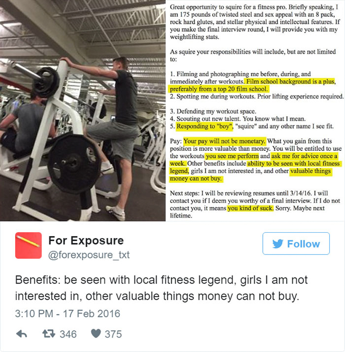 97 People Who Think They Can Pay Artists In “Exposure” 97 People Who Think They Can Pay Artists In “Exposure”