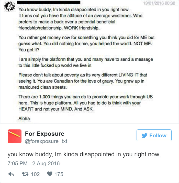 97 People Who Think They Can Pay Artists In “Exposure” 97 People Who Think They Can Pay Artists In “Exposure”