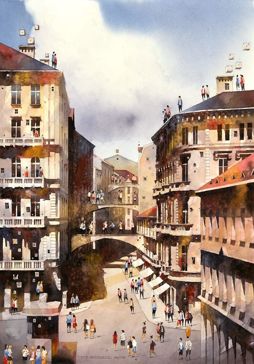 Artist From Poland Nostalgic For 19th Century Warsaw Recreates It In Watercolour