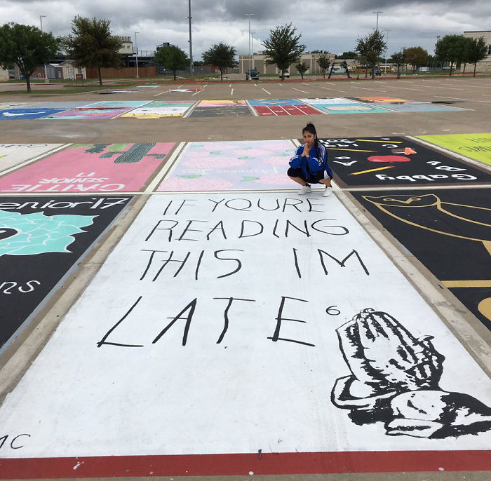 High School Seniors Paint Their Parking Spots And Their Art Goes Viral On Twitter