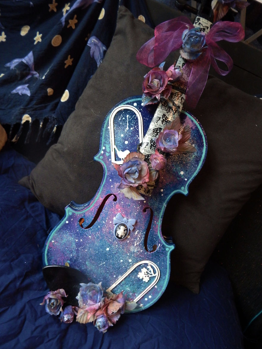 I Use Musical Instruments As Canvases For My Painted Creations