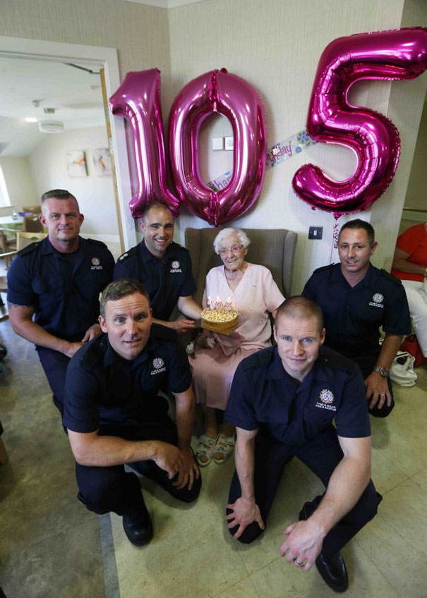 This 105-Year-Old Woman Had Only One Birthday Wish &#8211; A &#8220;Fireman With Tattoos&#8221;