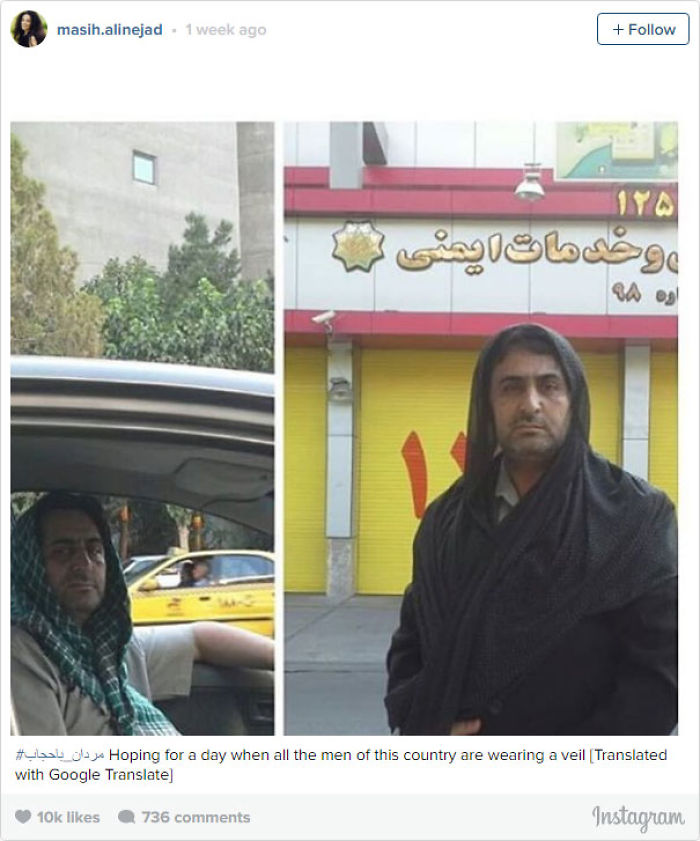 Iranian Men Wear Hijab To Fight For Women’s Rights In Iran Iranian Men Wear Hijab To Fight For Women’s Rights In Iran