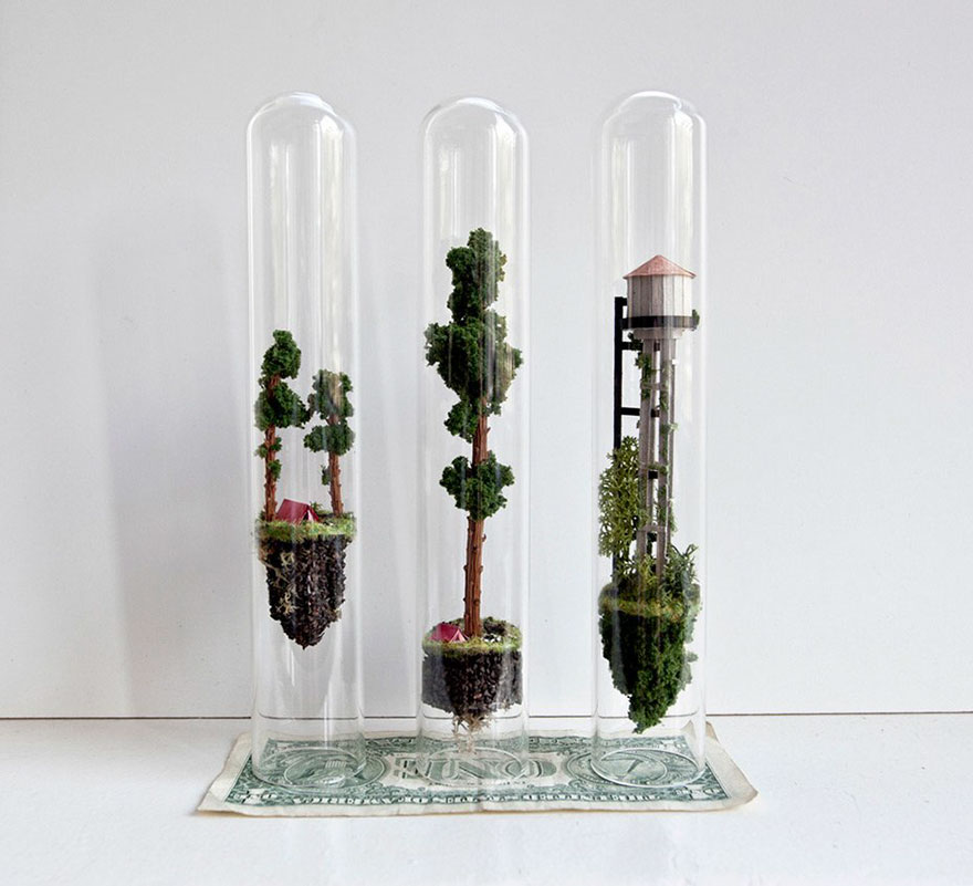 Artist Creates Incredibly Tiny Floating Worlds Inside Glass Test Tubes Artist Creates Incredibly Tiny Floating Worlds Inside Glass Test Tubes