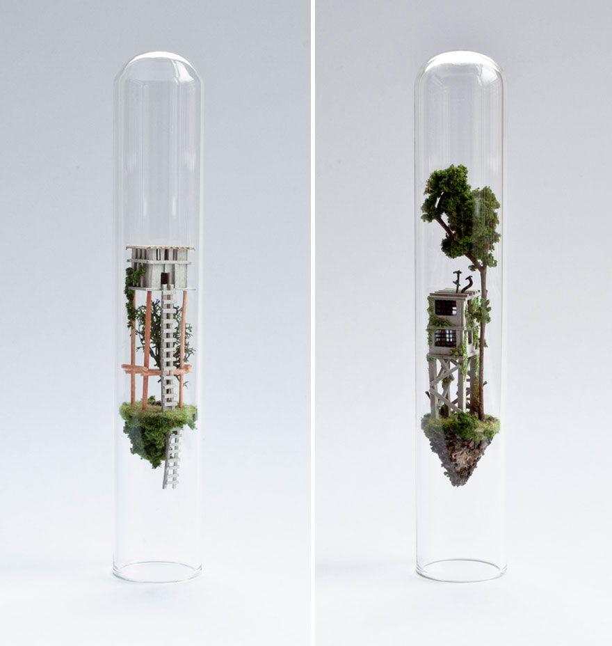 Artist Creates Incredibly Tiny Floating Worlds Inside Glass Test Tubes Artist Creates Incredibly Tiny Floating Worlds Inside Glass Test Tubes