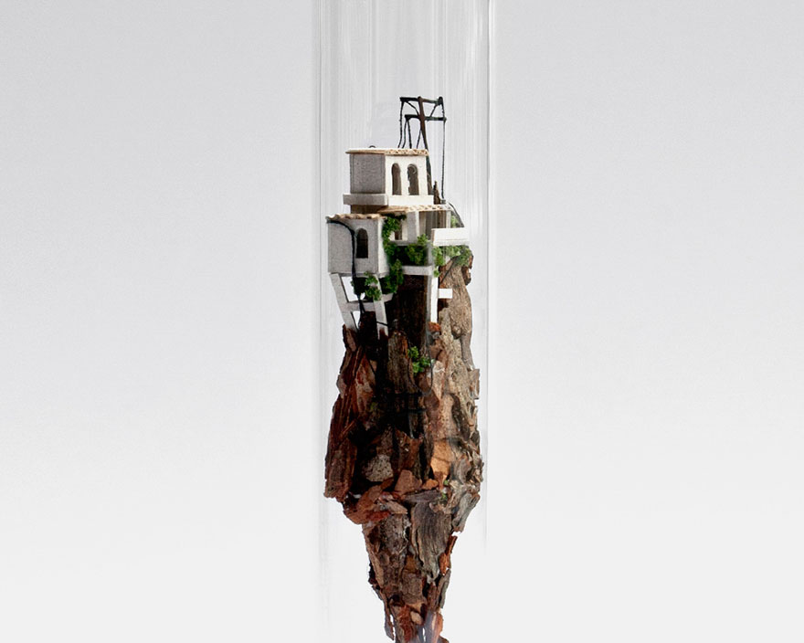 Artist Creates Incredibly Tiny Floating Worlds Inside Glass Test Tubes Artist Creates Incredibly Tiny Floating Worlds Inside Glass Test Tubes
