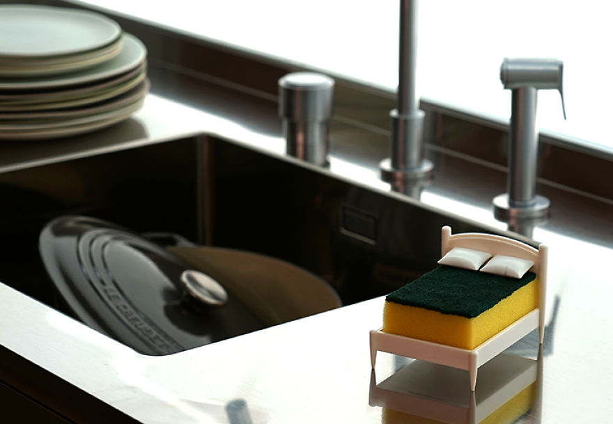 This Sponge Holder Is A Miniature Bed So That Your Sponge Could Have Some Rest This Sponge Holder Is A Miniature Bed So That Your Sponge Could Have Some Rest