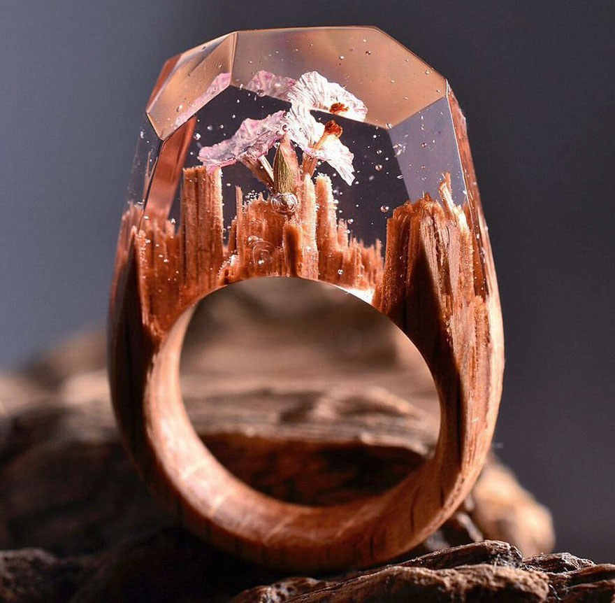 New Miniature Worlds Inside Wooden Rings Capture The Beauty Of Different Seasons