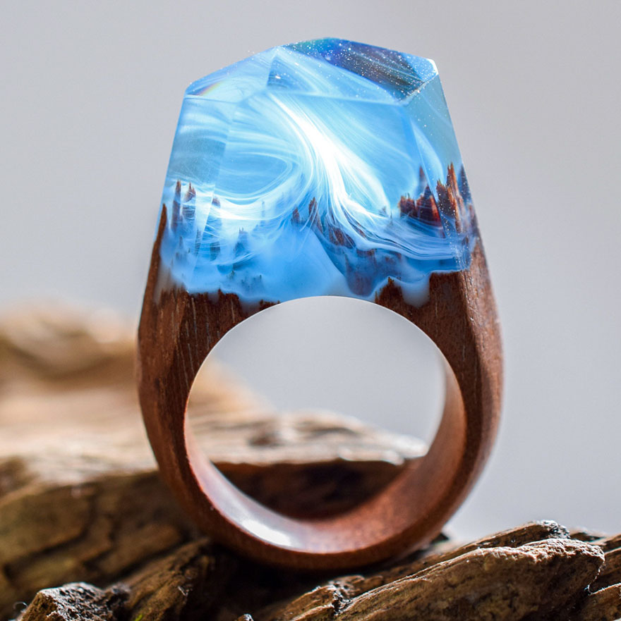 New Miniature Worlds Inside Wooden Rings Capture The Beauty Of Different Seasons