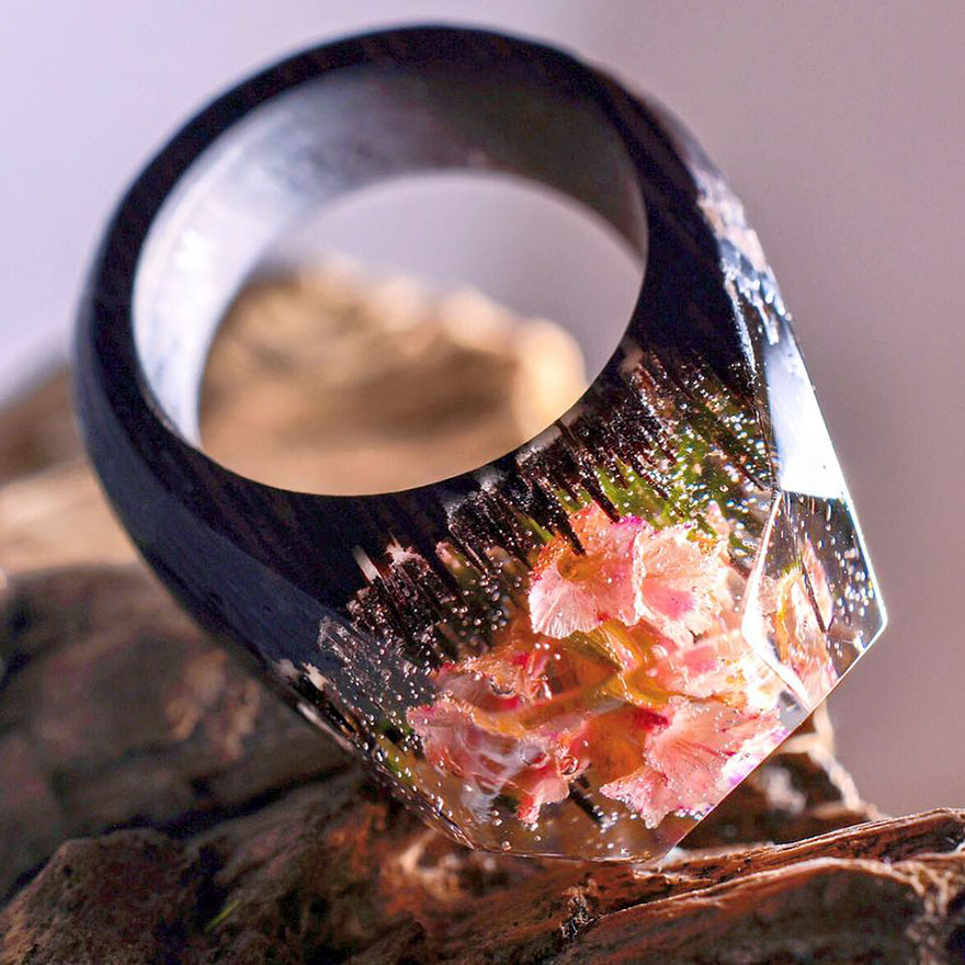 New Miniature Worlds Inside Wooden Rings Capture The Beauty Of Different Seasons