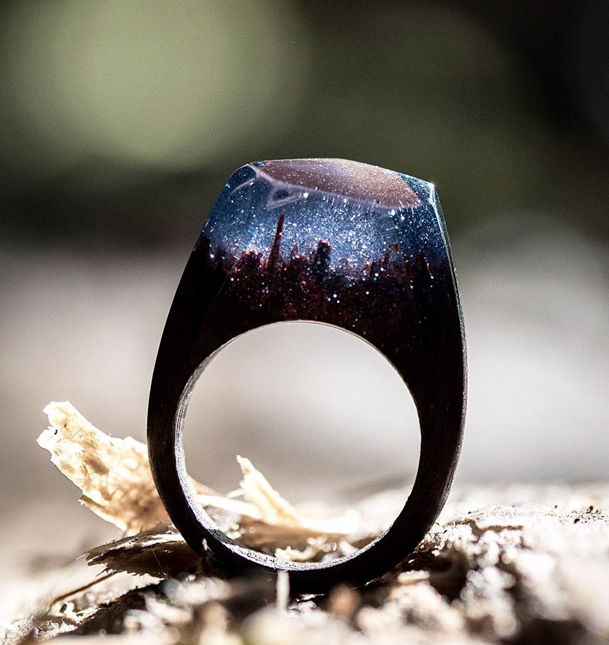New Miniature Worlds Inside Wooden Rings Capture The Beauty Of Different Seasons