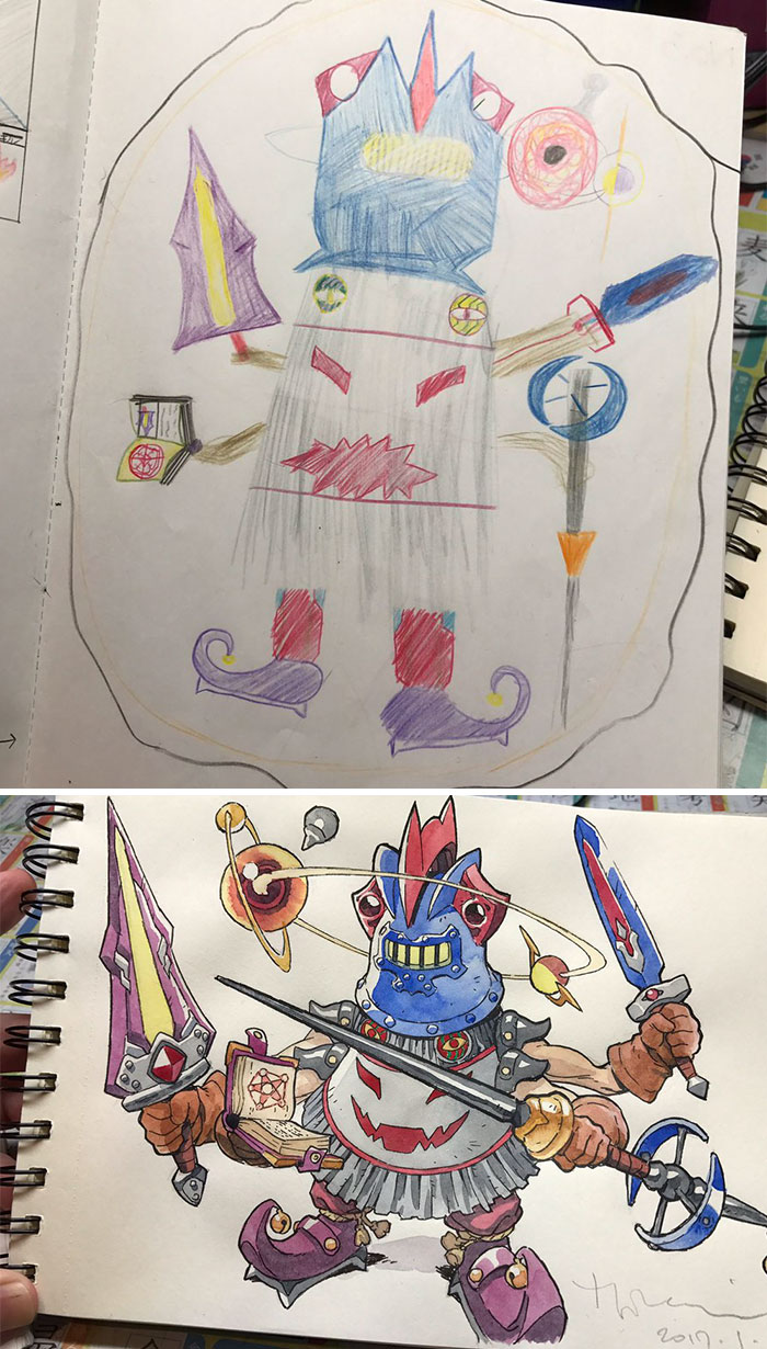 Dad Turns His Sons’ Doodles Into Amazing Anime Characters Dad Turns His Sons’ Doodles Into Amazing Anime Characters