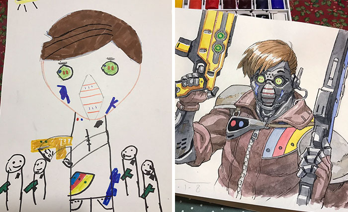 Dad Turns His Sons’ Doodles Into Amazing Anime Characters Dad Turns His Sons’ Doodles Into Amazing Anime Characters
