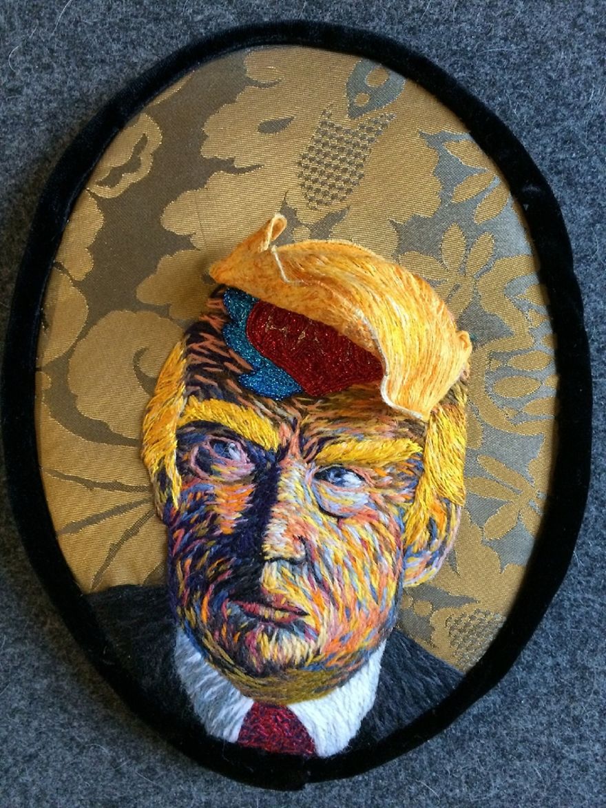 I Embroidered Political Portraits Of Donald Trump And Hillary Clinton