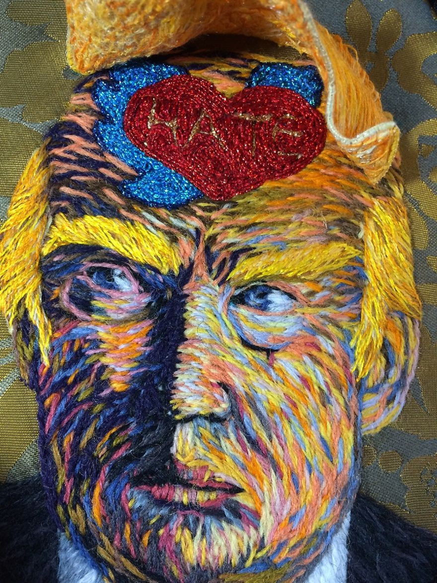 I Embroidered Political Portraits Of Donald Trump And Hillary Clinton