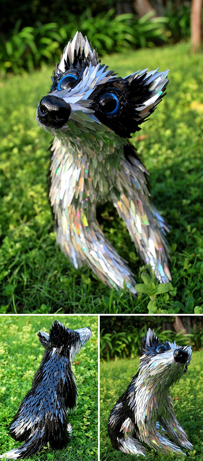 Artist Turns Old CDs Into Amazing Sculptures Instead Of Throwing Them Away Artist Turns Old CDs Into Amazing Sculptures Instead Of Throwing Them Away