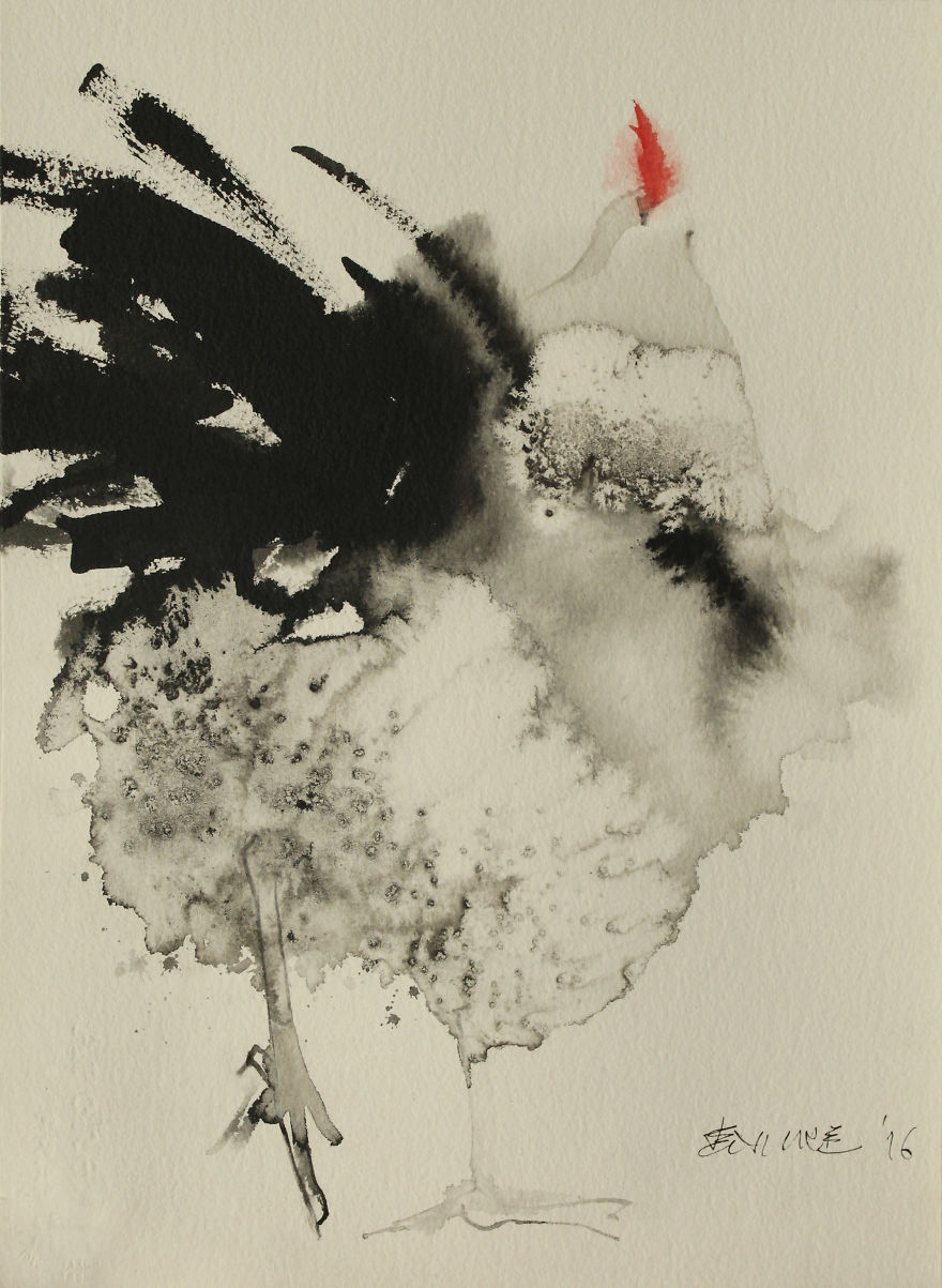 Ink Paintings By Endre Penovac For The Year Of Rooster Ink Paintings By Endre Penovac For The Year Of Rooster