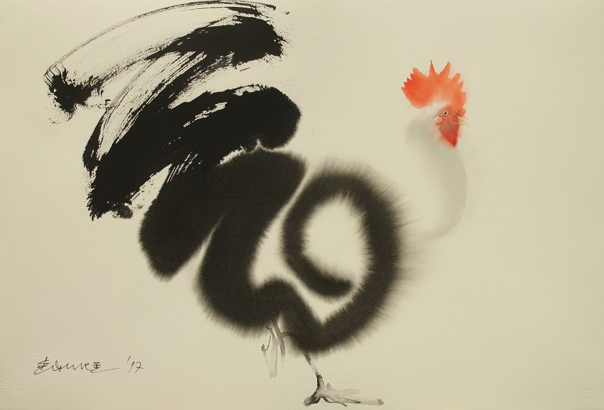 Ink Paintings By Endre Penovac For The Year Of Rooster Ink Paintings By Endre Penovac For The Year Of Rooster